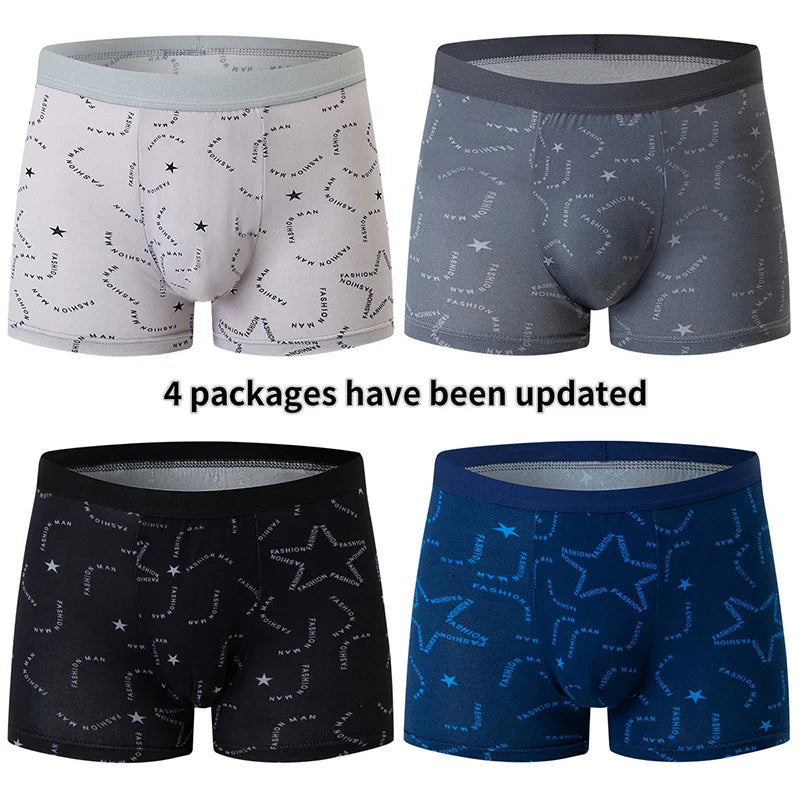 4 Pack men's fashion printed underwear