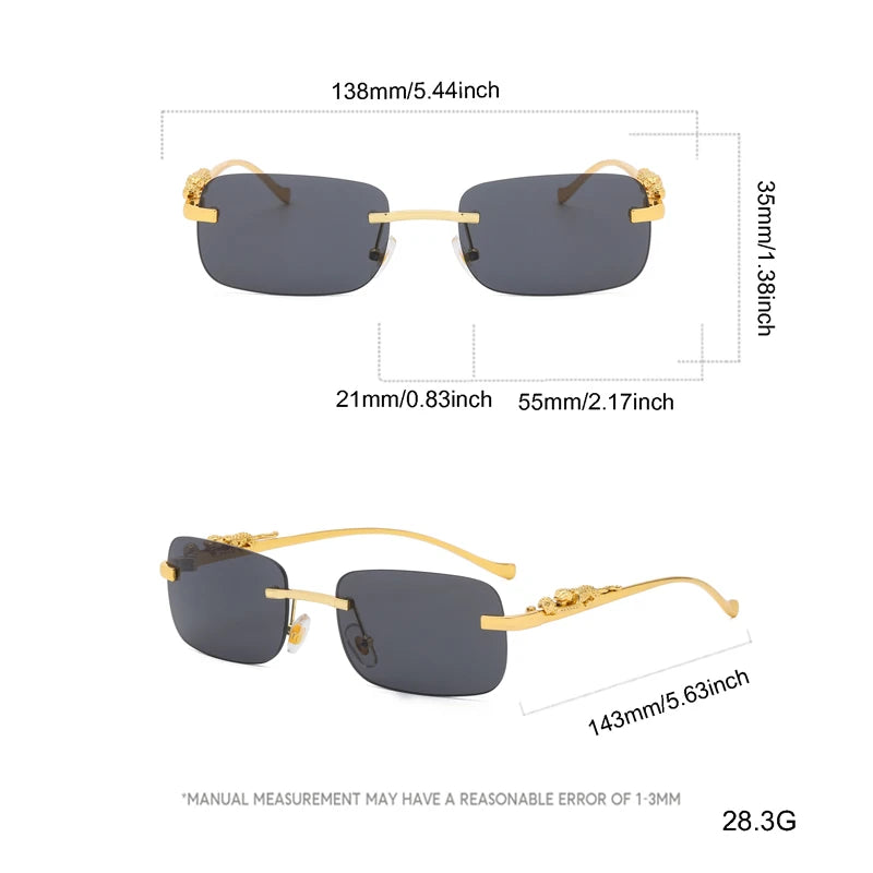Gold Black Rectangular Sunglasses