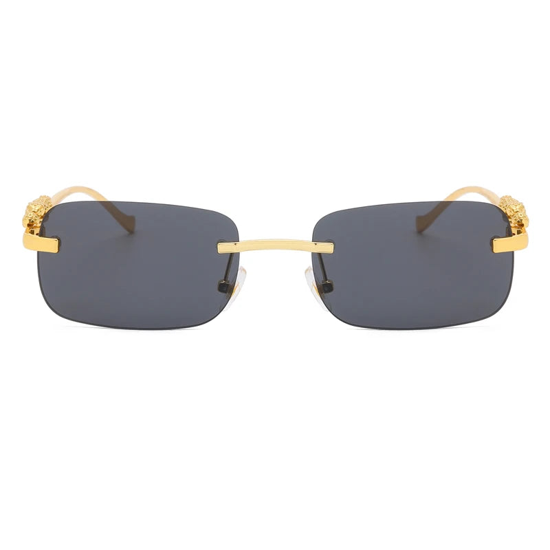 Gold Black Rectangular Sunglasses