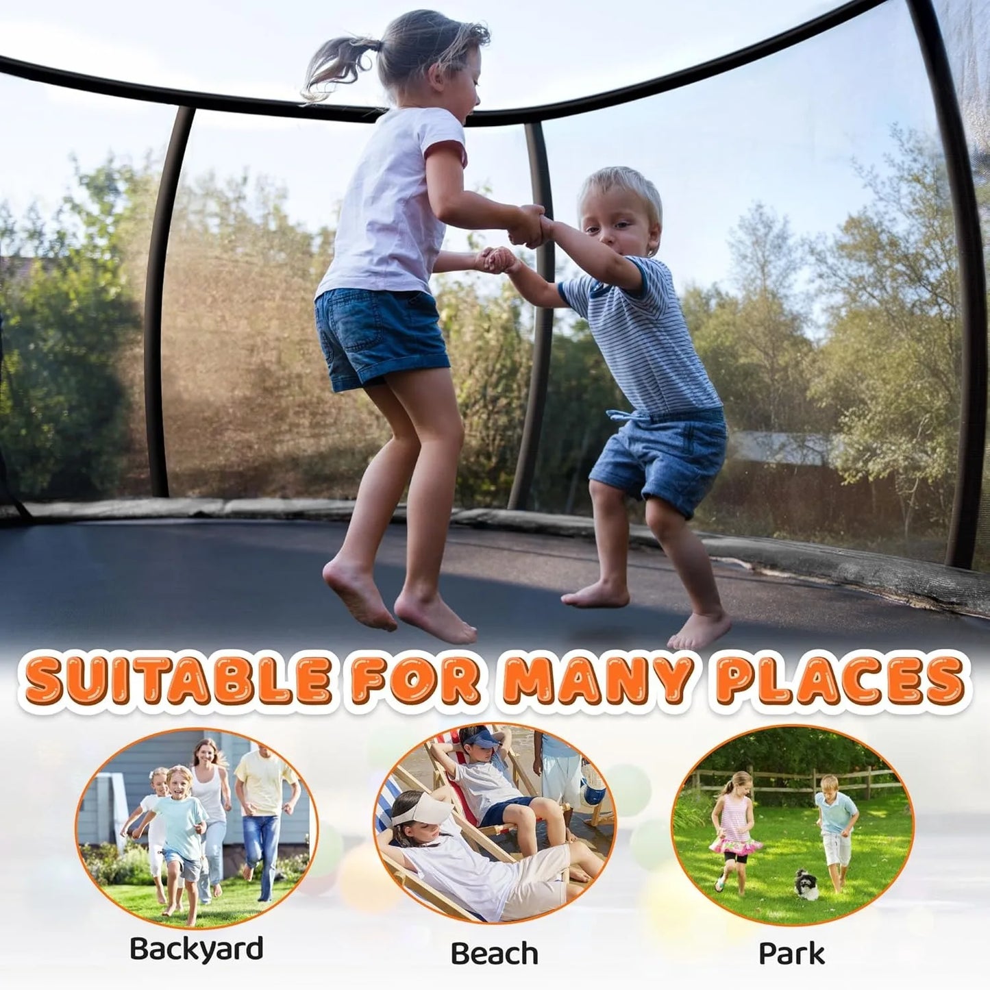 Trampoline with Enclosure Net and Ladder