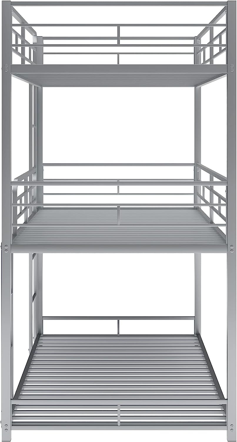 Silver Triple Metal Bunk Bed with Detachable Feature