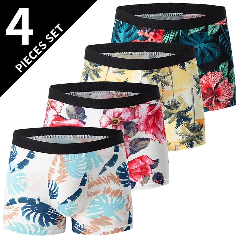 4 Pack men's fashion printed underwear