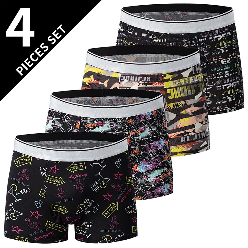 4-piece men's printed letter underwear