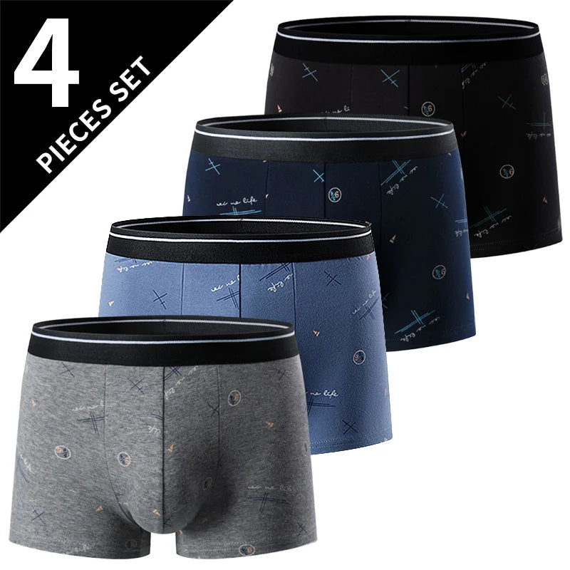 4-piece men's printed letter underwear