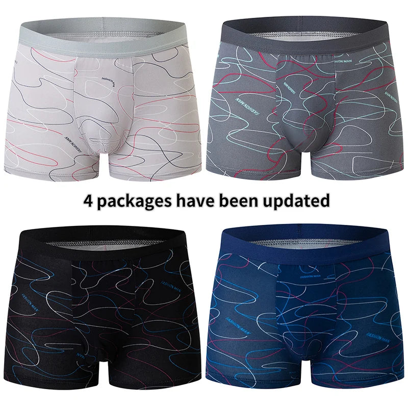4 Pack men's fashion printed underwear
