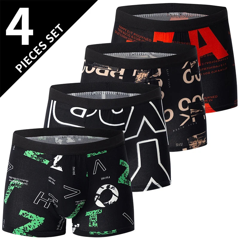 4 Pack men's fashion printed underwear