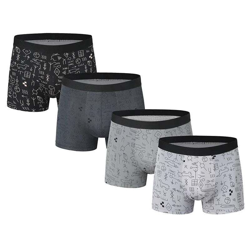 4-piece men's printed letter underwear