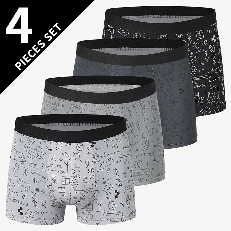 4 Pack men's fashion printed underwear