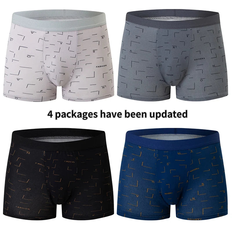 4 Pack men's fashion printed underwear