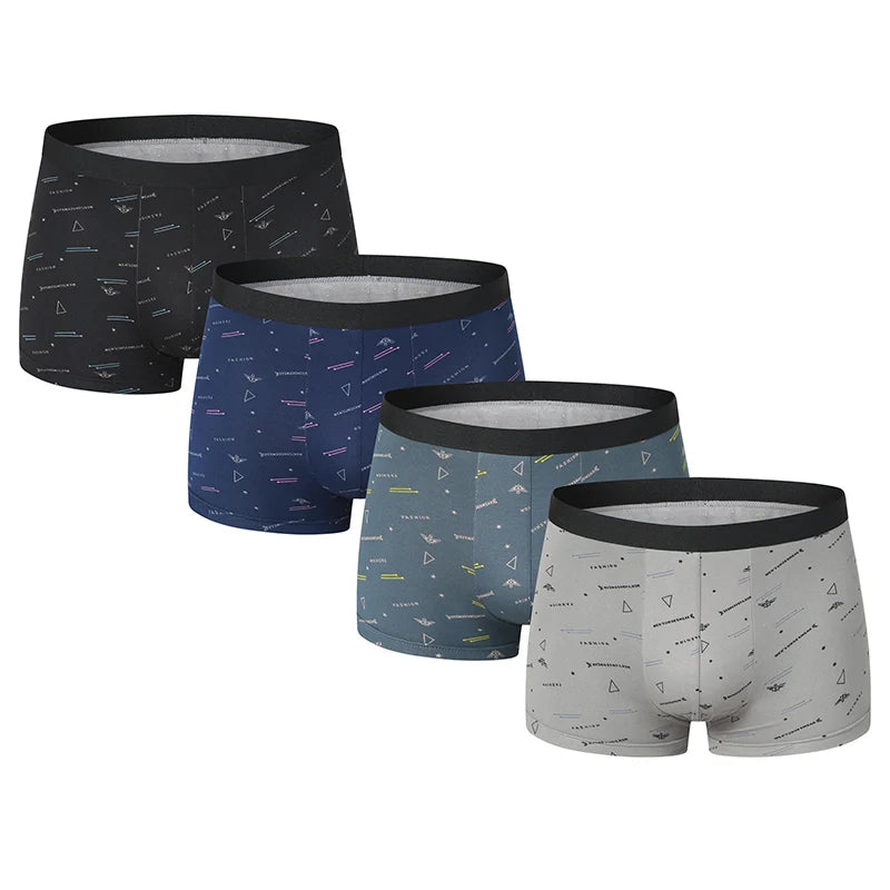 4-piece men's printed letter underwear