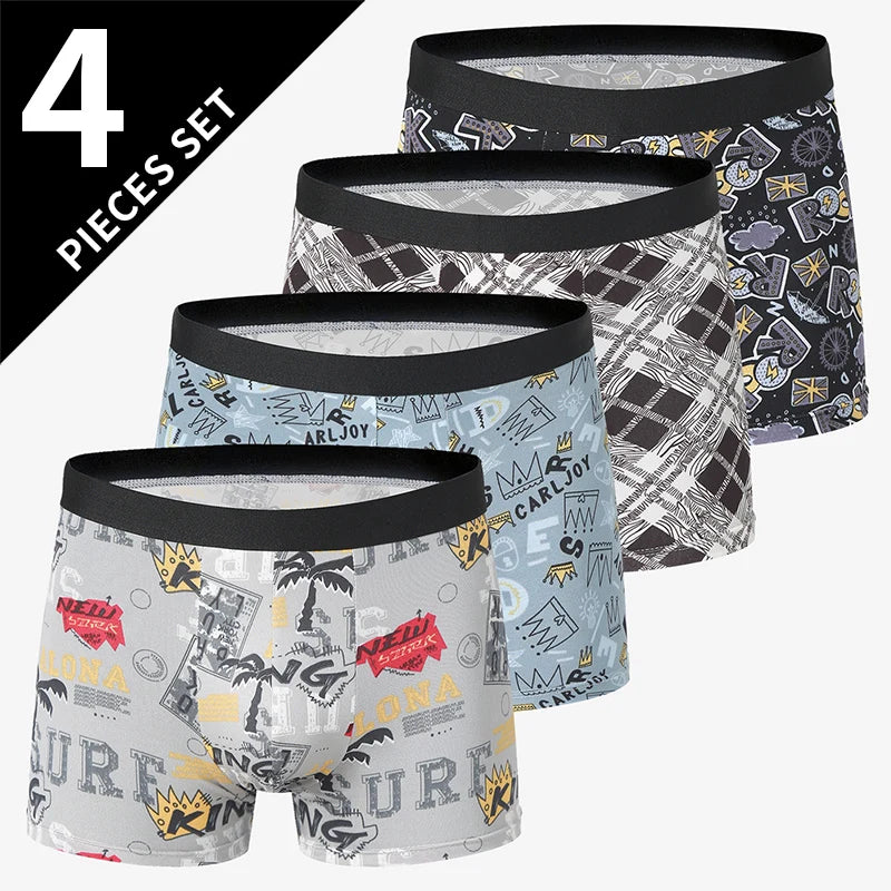 4 Pack men's fashion printed underwear