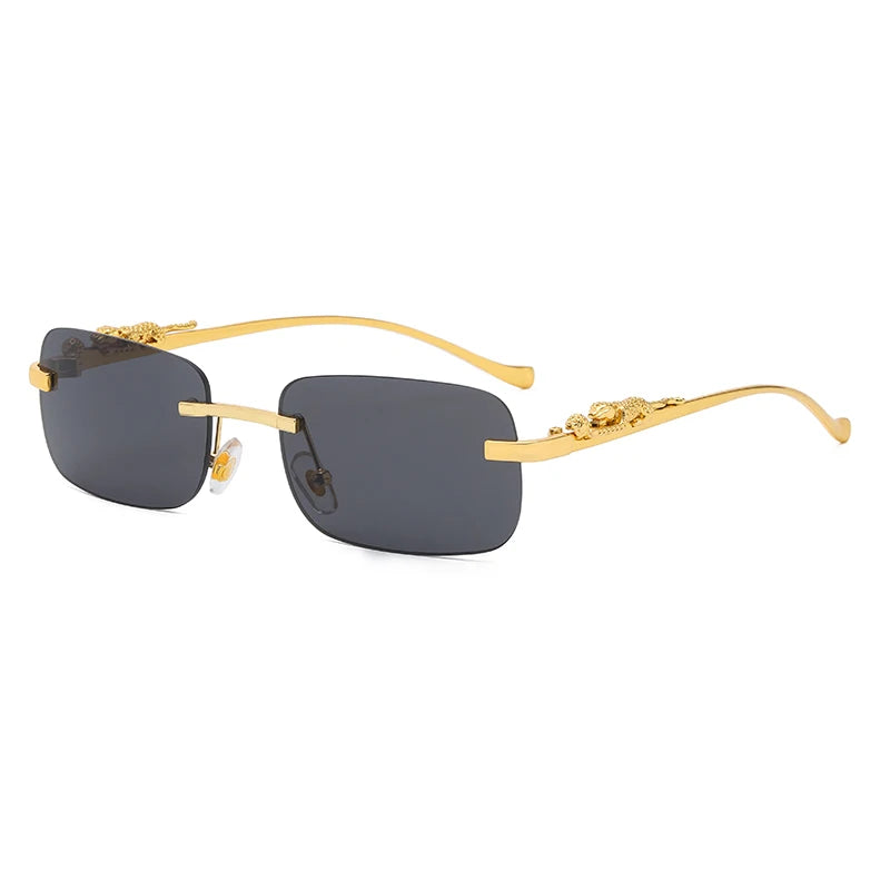 Gold Black Rectangular Sunglasses