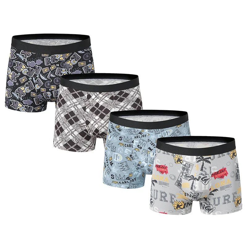 4-piece men's printed letter underwear