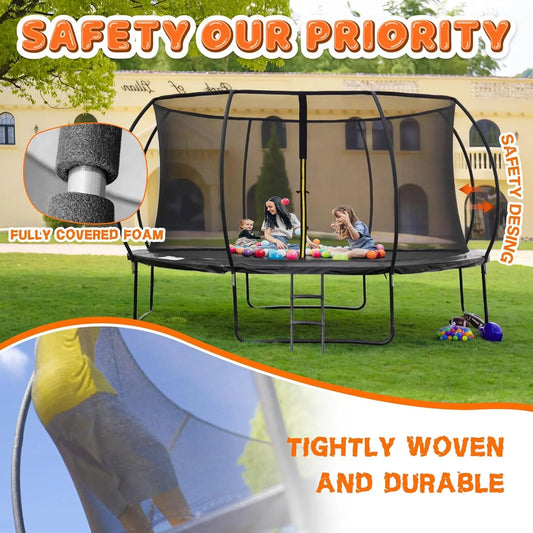 Trampoline with Enclosure Net and Ladder