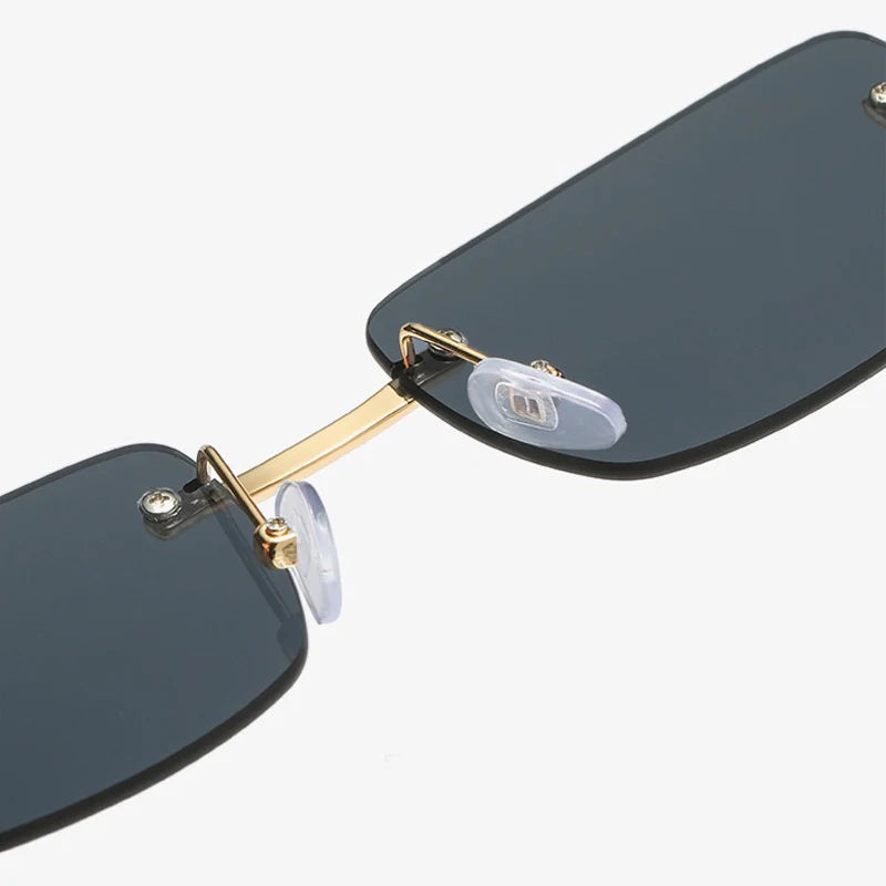 Gold Black Rectangular Sunglasses