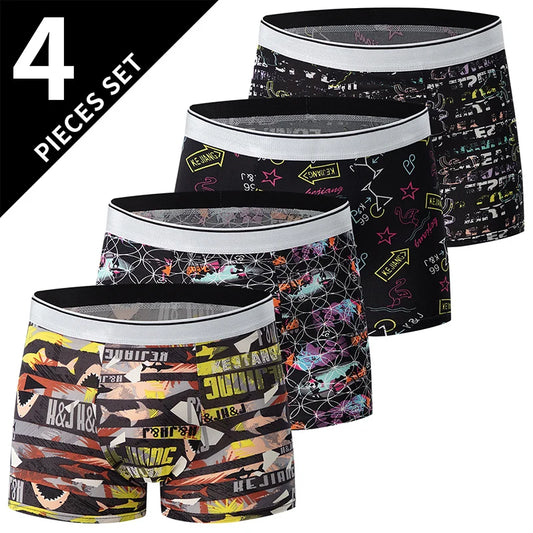 4-piece men's printed letter underwear